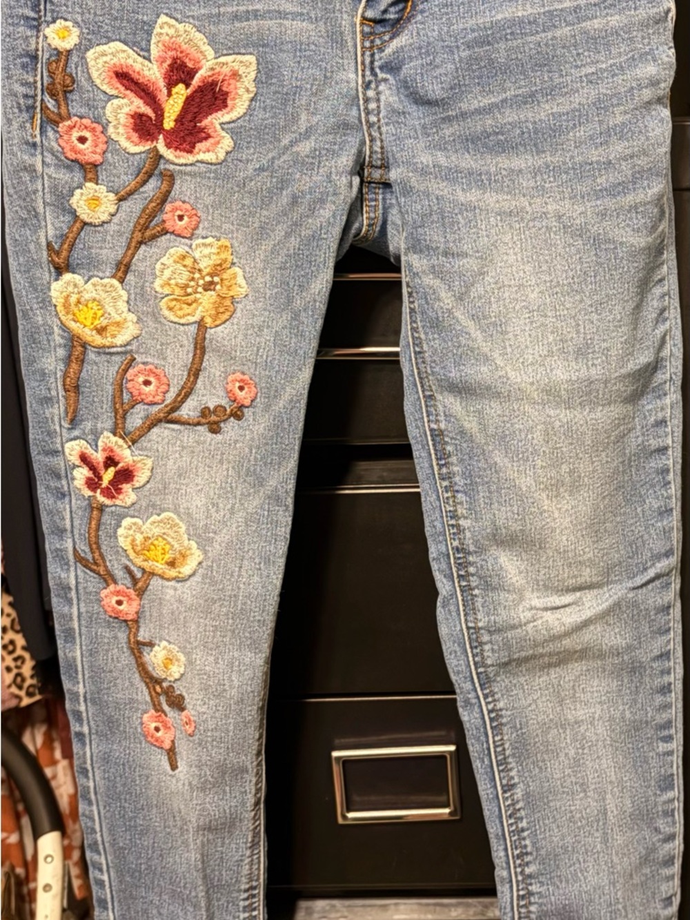 Soundgirl Light Blue Embroidered Floral Women’s Jeans